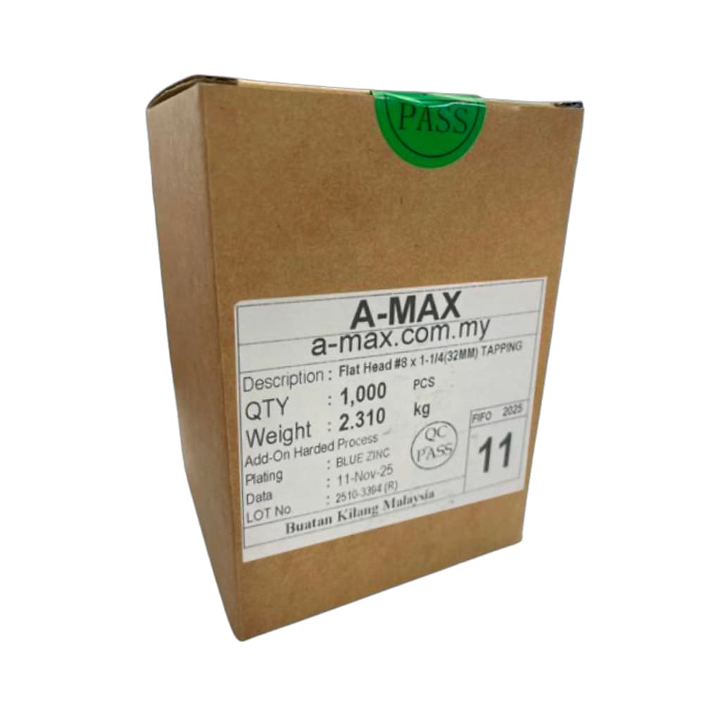 A-MAX #8×1-1/4” (32MM) Tapping Screw – (Flat Head)